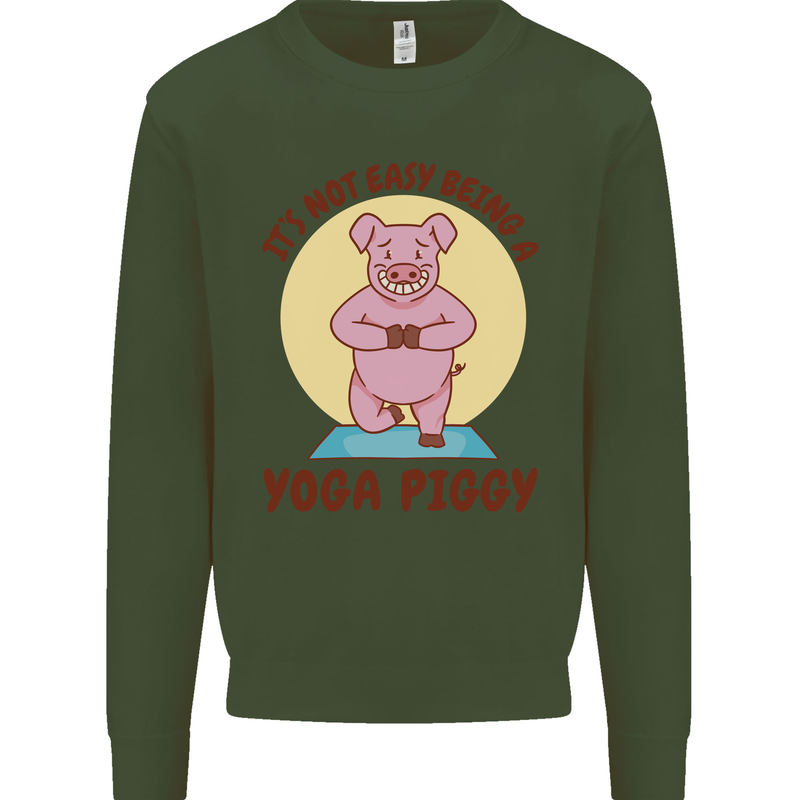 It's Not Easy Being a Yoga Piggy Funny Pig Mens Sweatshirt Jumper Forest Green