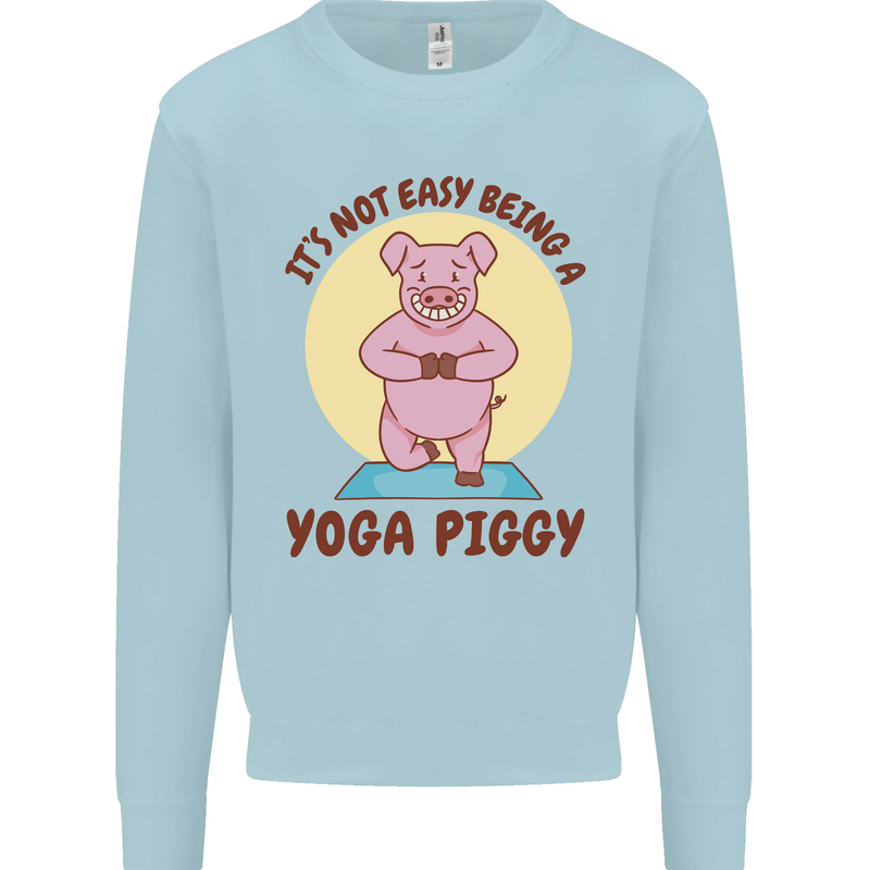It's Not Easy Being a Yoga Piggy Funny Pig Mens Sweatshirt Jumper Light Blue