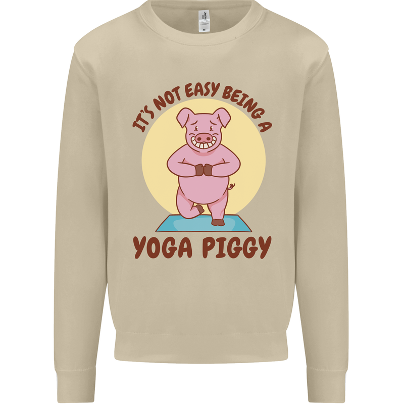 It's Not Easy Being a Yoga Piggy Funny Pig Mens Sweatshirt Jumper Sand