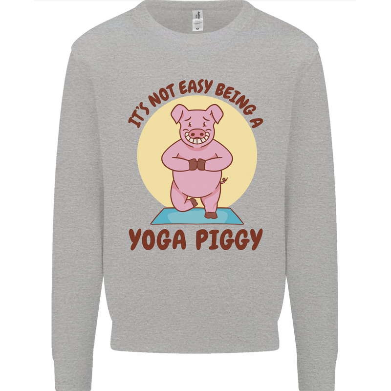 It's Not Easy Being a Yoga Piggy Funny Pig Mens Sweatshirt Jumper Sports Grey