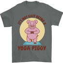 It's Not Easy Being a Yoga Piggy Funny Pig Mens T-Shirt Cotton Gildan Charcoal