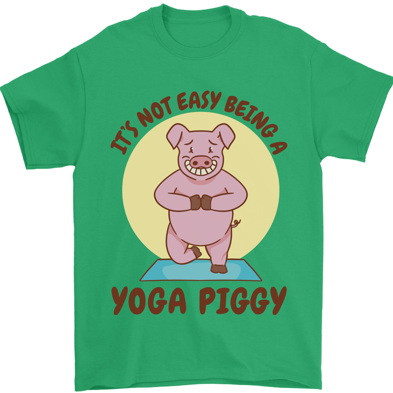 It's Not Easy Being a Yoga Piggy Funny Pig Mens T-Shirt Cotton Gildan Irish Green