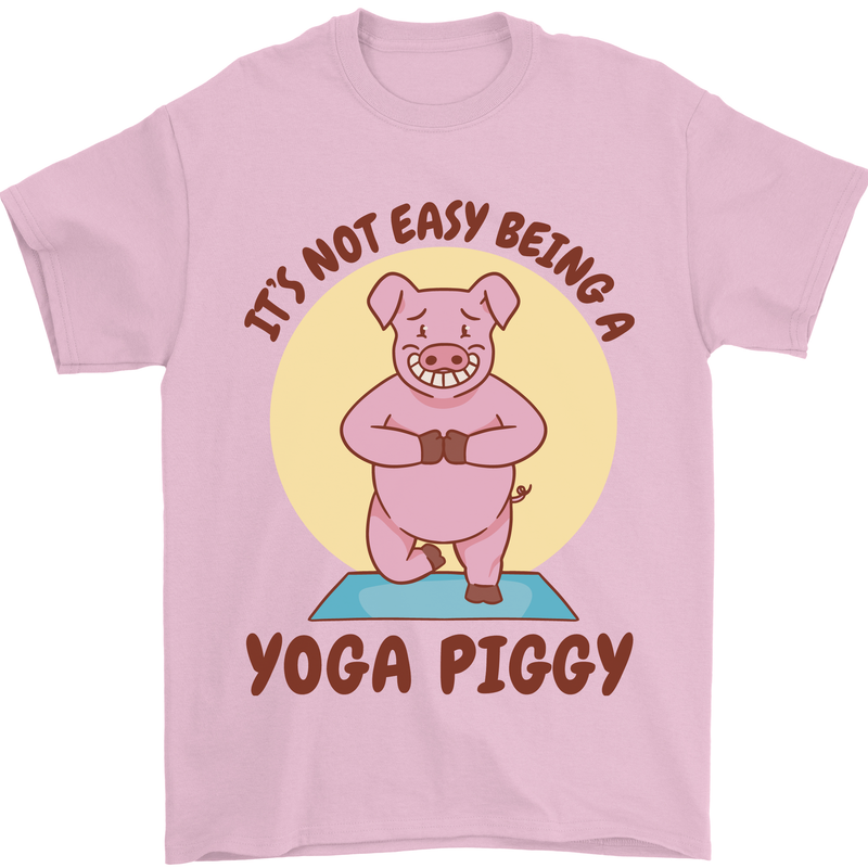 It's Not Easy Being a Yoga Piggy Funny Pig Mens T-Shirt Cotton Gildan Light Pink