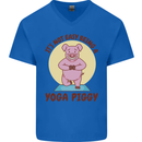 It's Not Easy Being a Yoga Piggy Funny Pig Mens V-Neck Cotton T-Shirt Royal Blue