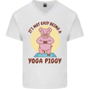 It's Not Easy Being a Yoga Piggy Funny Pig Mens V-Neck Cotton T-Shirt White