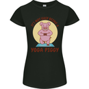 It's Not Easy Being a Yoga Piggy Funny Pig Womens Petite Cut T-Shirt Black