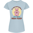 It's Not Easy Being a Yoga Piggy Funny Pig Womens Petite Cut T-Shirt Light Blue
