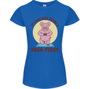 It's Not Easy Being a Yoga Piggy Funny Pig Womens Petite Cut T-Shirt Royal Blue