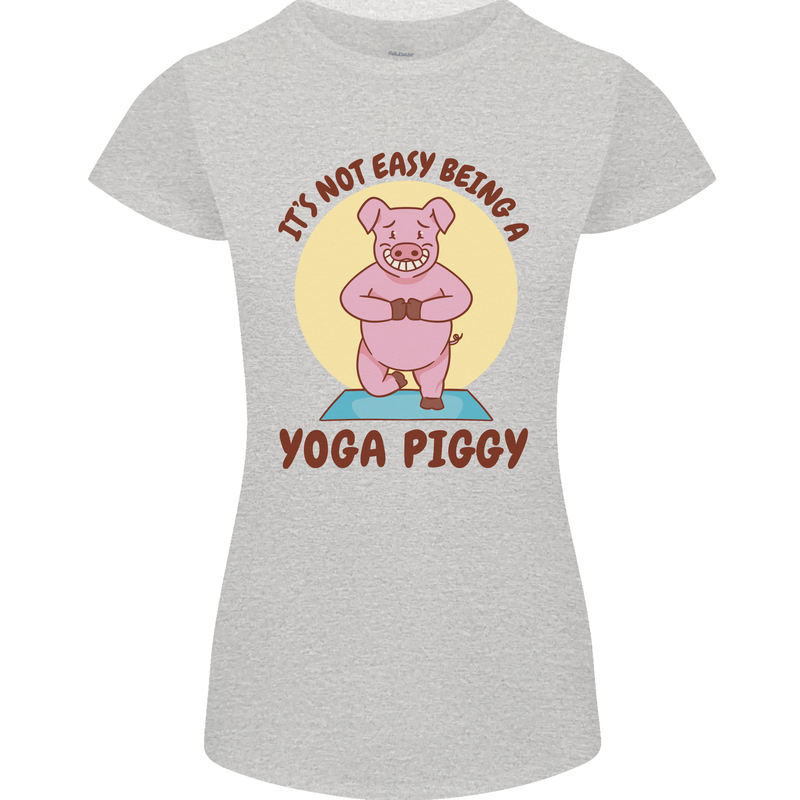 It's Not Easy Being a Yoga Piggy Funny Pig Womens Petite Cut T-Shirt Sports Grey