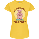 It's Not Easy Being a Yoga Piggy Funny Pig Womens Petite Cut T-Shirt Yellow