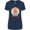 It's Not Easy Being a Yoga Piggy Funny Pig Womens Wider Cut T-Shirt Navy Blue