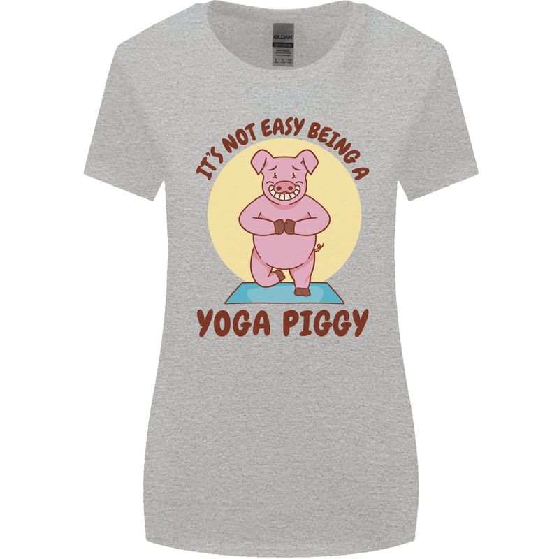 It's Not Easy Being a Yoga Piggy Funny Pig Womens Wider Cut T-Shirt Sports Grey