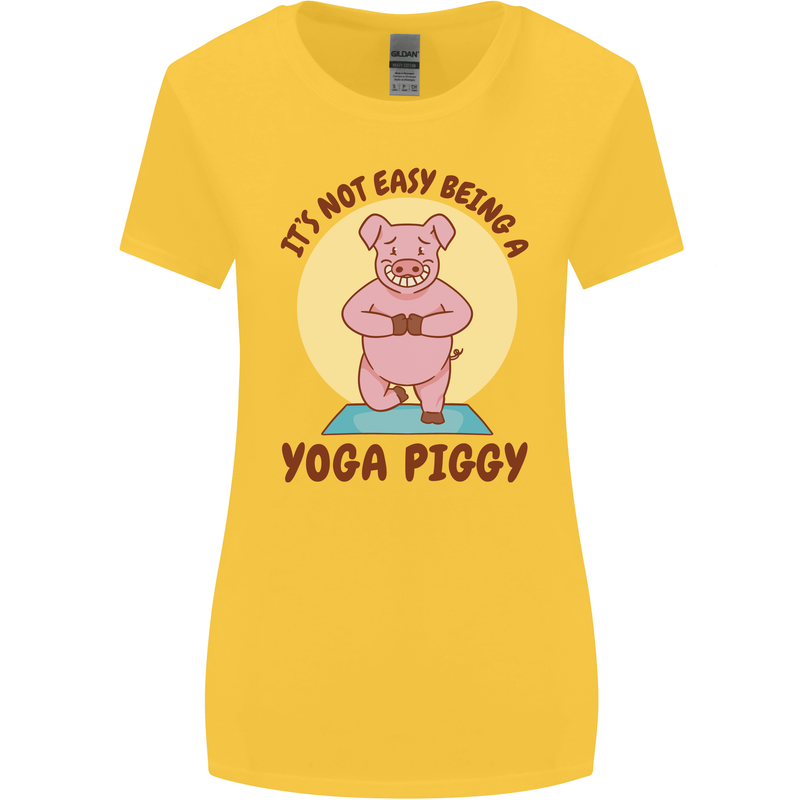 It's Not Easy Being a Yoga Piggy Funny Pig Womens Wider Cut T-Shirt Yellow