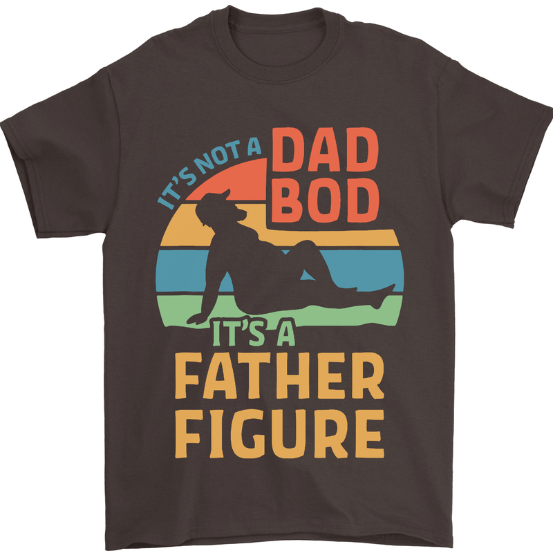 It's Not a Dad Bod It's a Father Figure Mens T-Shirt Cotton Gildan Dark Chocolate