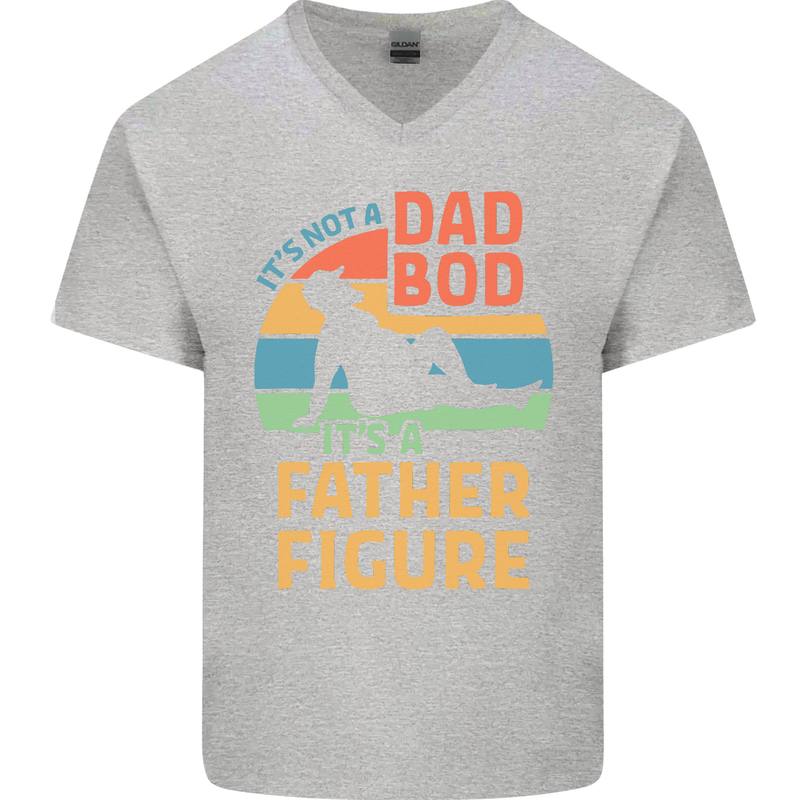 It's Not a Dad Bod It's a Father Figure Mens V-Neck Cotton T-Shirt Sports Grey
