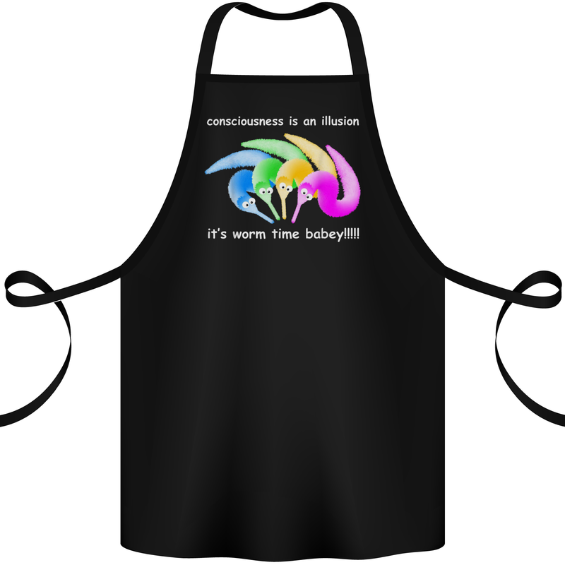 It's Worm Time Baby Conciousness Illusion Cotton Apron 100% Organic Black