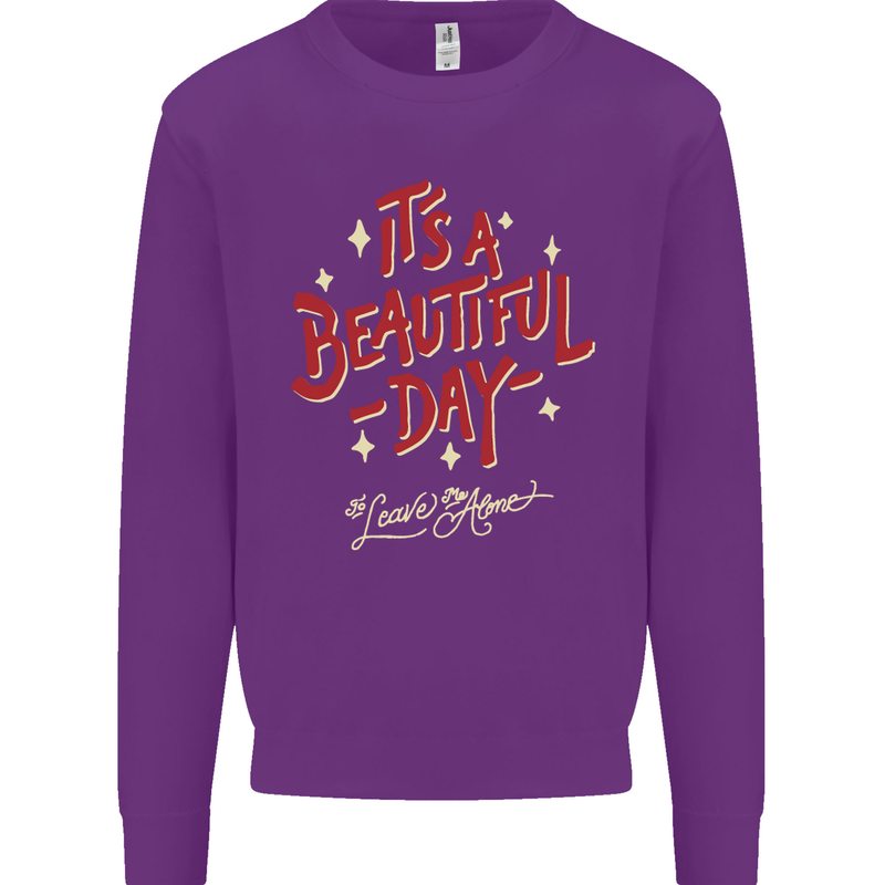 It's a Beautiful Day to Leave Me Alone Mens Sweatshirt Jumper Purple