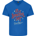 It's a Beautiful Day to Leave Me Alone Mens V-Neck Cotton T-Shirt Royal Blue