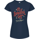 It's a Beautiful Day to Leave Me Alone Womens Petite Cut T-Shirt Navy Blue