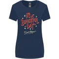 It's a Beautiful Day to Leave Me Alone Womens Wider Cut T-Shirt Navy Blue