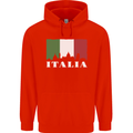 Italy Skyline Italian Flag Childrens Kids Hoodie Bright Red