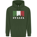 Italy Skyline Italian Flag Childrens Kids Hoodie Forest Green