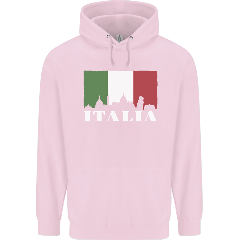 Italy Skyline Italian Flag Childrens Kids Hoodie Light Pink