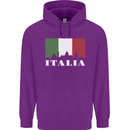 Italy Skyline Italian Flag Childrens Kids Hoodie Purple