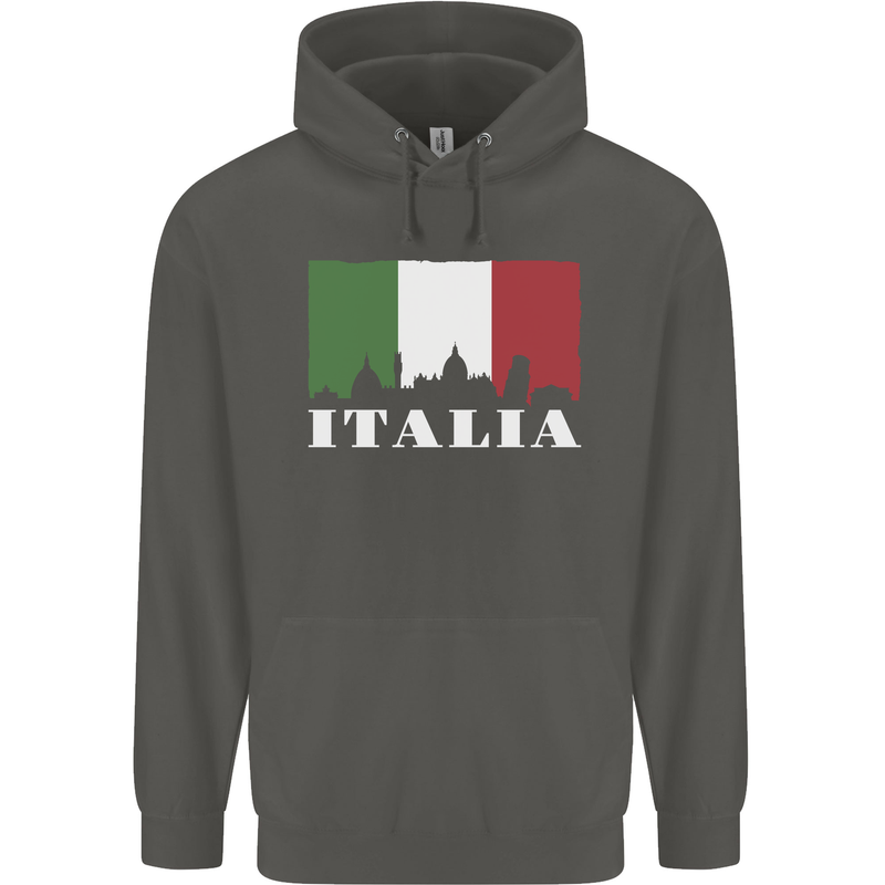 Italy Skyline Italian Flag Childrens Kids Hoodie Storm Grey