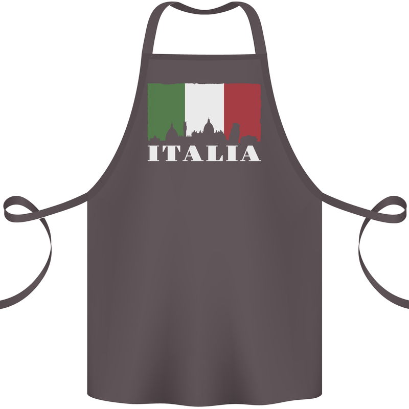 Italy Skyline Italian Flag Cotton Apron 100% Organic Dark Grey