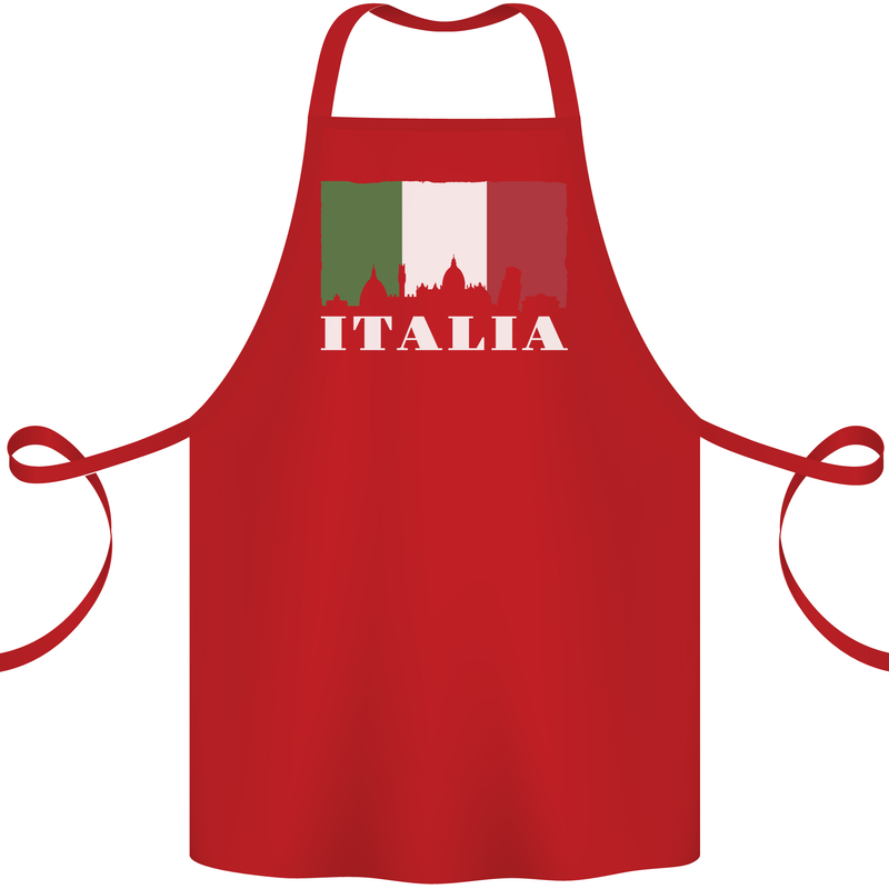 Italy Skyline Italian Flag Cotton Apron 100% Organic Red