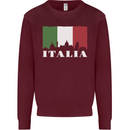 Italy Skyline Italian Flag Kids Sweatshirt Jumper Maroon