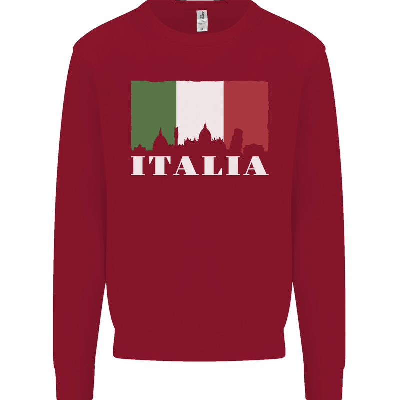 Italy Skyline Italian Flag Kids Sweatshirt Jumper Red