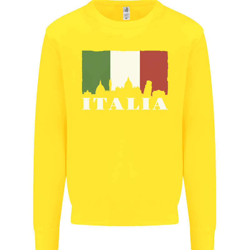 Italy Skyline Italian Flag Kids Sweatshirt Jumper Yellow