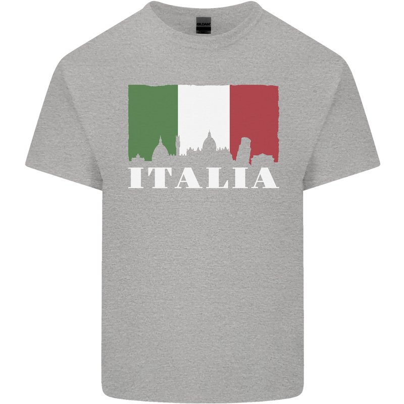 Italy Skyline Italian Flag Kids T-Shirt Childrens Sports Grey