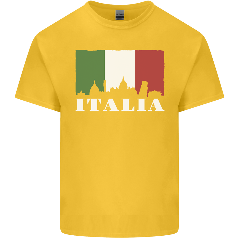 Italy Skyline Italian Flag Kids T-Shirt Childrens Yellow