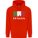 Italy Skyline Italian Flag Mens 80% Cotton Hoodie Bright Red