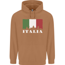Italy Skyline Italian Flag Mens 80% Cotton Hoodie Caramel Latte