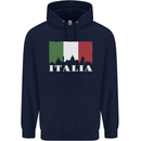 Italy Skyline Italian Flag Mens 80% Cotton Hoodie Navy Blue