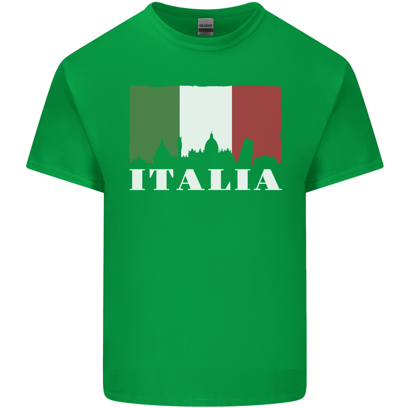 Italy Skyline Italian Flag Mens Cotton T-Shirt Tee Top Irish Green