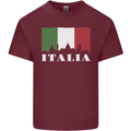 Italy Skyline Italian Flag Mens Cotton T-Shirt Tee Top Maroon