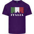 Italy Skyline Italian Flag Mens Cotton T-Shirt Tee Top Purple