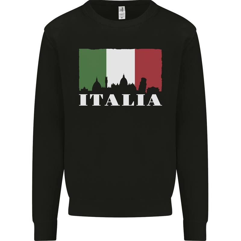 Italy Skyline Italian Flag Mens Sweatshirt Jumper Black
