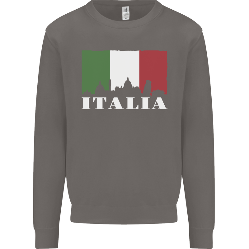 Italy Skyline Italian Flag Mens Sweatshirt Jumper Charcoal