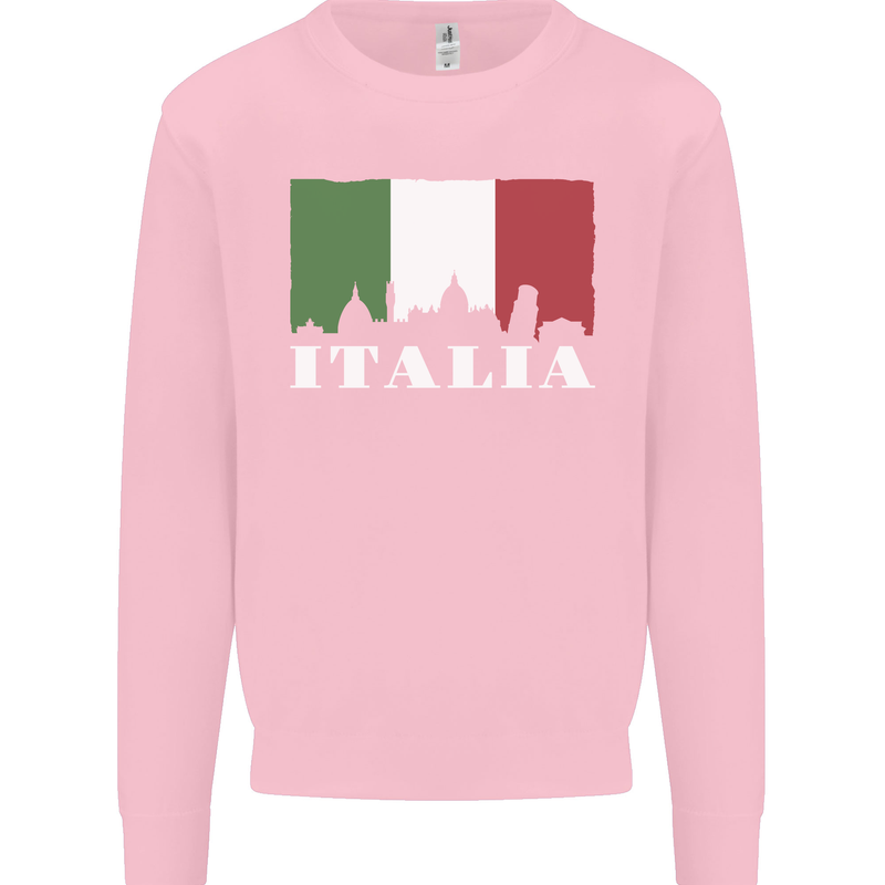 Italy Skyline Italian Flag Mens Sweatshirt Jumper Light Pink