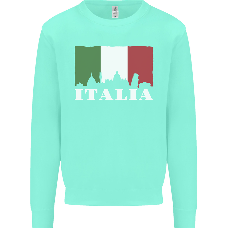 Italy Skyline Italian Flag Mens Sweatshirt Jumper Peppermint