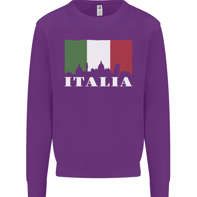 Italy Skyline Italian Flag Mens Sweatshirt Jumper Purple