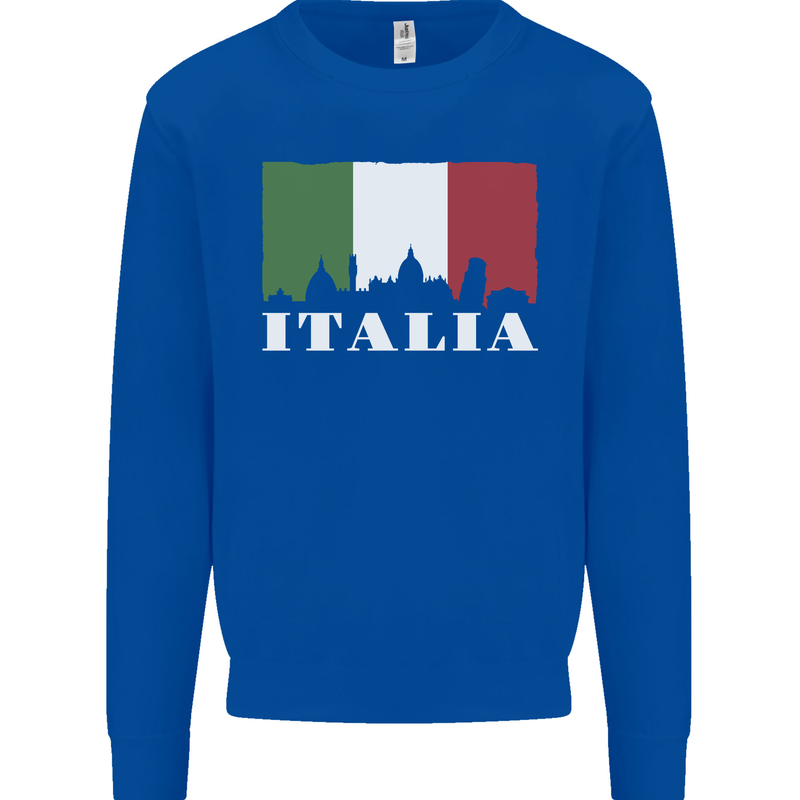Italy Skyline Italian Flag Mens Sweatshirt Jumper Royal Blue