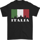 Italy Skyline Italian Flag Mens T-Shirt 100% Cotton Black