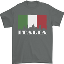 Italy Skyline Italian Flag Mens T-Shirt 100% Cotton Charcoal